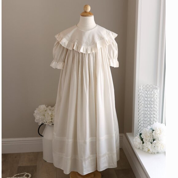 Strasburg Dress VERY RARE SPECIAL Heirloom Ecru Ivory Trim Portrait Flower Girl - Picture 1 of 8